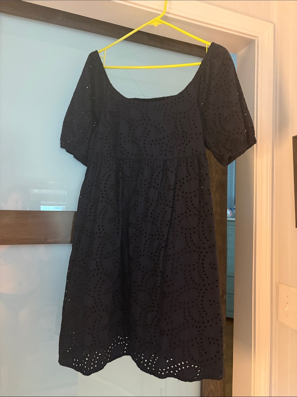 Navy Eyelet Babydoll Dress